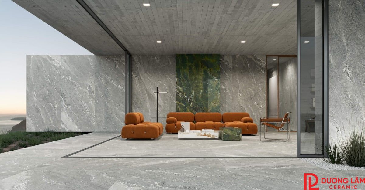 Lát gạch hành lang sân chợ loại gạch khổ lớn