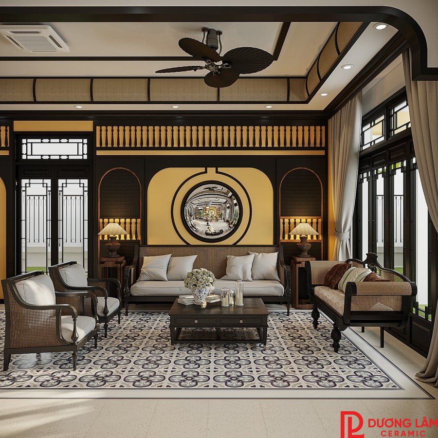 Mẫu gạch lát nền cho phòng khách 