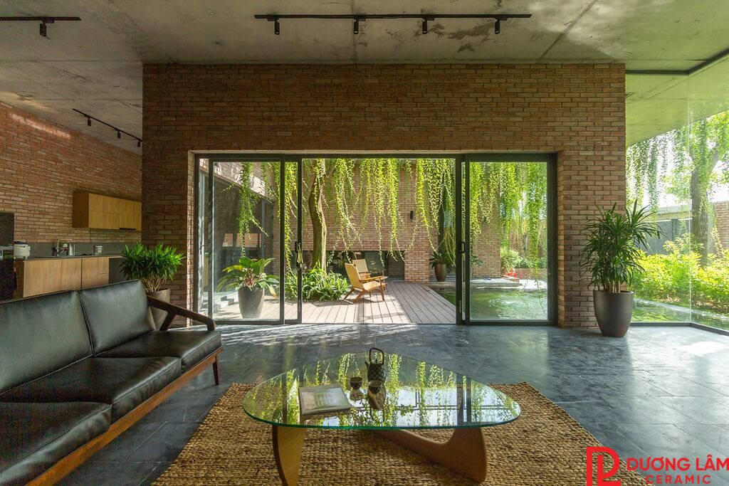 thiết kế nhà vườn gạch đỏ